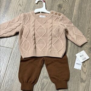 Cozy Knit Kids Matching Set in Pink and Brown